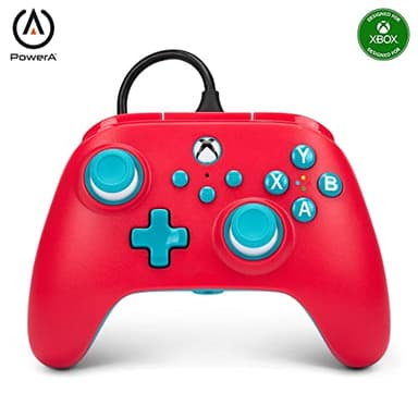 PowerA Nano Enhanced Wired Controller for Xbox Series X|S - Red Sky, portable, compact, gamepad, wired video game controller, gaming controller, works with Xbox One and Windows 10/11