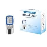HOMEDSUN HSLPM-102 Portable Cholesterol Testing Kit Home Use 4 in 1 TC HDL LDL Triglyceride Blood Lipid Analysis Meter Device Quick Results Easy to Use with 10Pcs Strips Lancets Droppers