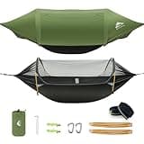 Rivenlo Camping Hammock Tent with Mosquito Net & RainFly, 3 in 1 Waterproof Lightweight Portable Sleeping Hammock Bug Backpacker Travel Outdoor Gear with Tree Strap Swing, for Hiking Patio Expedition