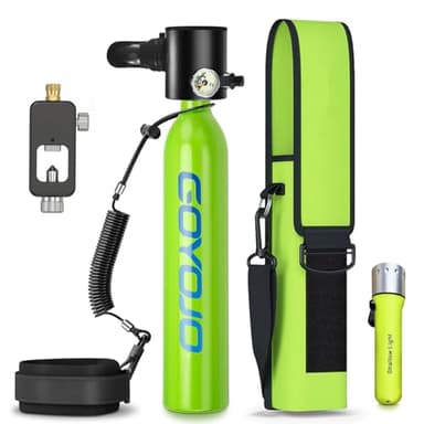 GOYOJO 0.5L Mini Tank Dive Scuba, 5-10 Minutes Underwater Breath Device Portable Diving Cylinder Oxygen Tank Kits, Reusable Pony Bottle, Underwater Diving Breathing Training, 10M Deepest Water