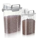 LEAWALK Dog Food Storage Container, Upgraded Large Nozzle, BPA-free, 8-12 LBS Plastic Pet Food Storage Container, With 4 Sealed Clasps, 1 Measuring Cup and Handle, Easy to Clean and Carry -2 Packs