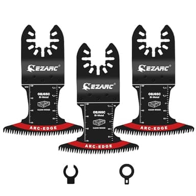 EZARC Bi-Metal Arc Edge Oscillating Tool Blade, 2-9/16" Extra-Wide Japanese Teeth Oscillating Saw Blades for Clean Cuts in Hard Wood & Plastic, Universal Fit Multitool Blades, 3-Pack