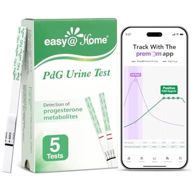 Easy@Home PdG Test Strips: 5 Pack - Track Ovulation Insights with Progesterone Urine Tests – at Home Fertility Test for Women with Premom Ovulation App - PdG (Pregnanediol Glucuronide) Tests