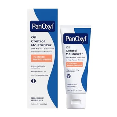 PanOxyl AM Oil Control Moisturizer, NEW Sheer Formula, Absorbs Excess Oil and Reduces Shine, with Mineral Sunscreen for Acne Prone and Oily Skin - SPF 30-1.7 oz