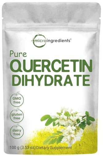 Pure Quercetin Dihydrate Powder, Quercetin 500mg Per Serving, 100 Grams, Most Bioavailable Grade and Filler Free, Powerful Antioxidant Supports Energy, Immune System, No GMOs and Vegan