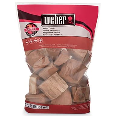 Weber Cherry Wood Chunks, 4 lb – Premium BBQ Smoking & Grilling Chips for Subtle, Fruity Cherry Flavor – Ideal for Beef, Lamb, Poultry, Pork & Fish – Long Lasting