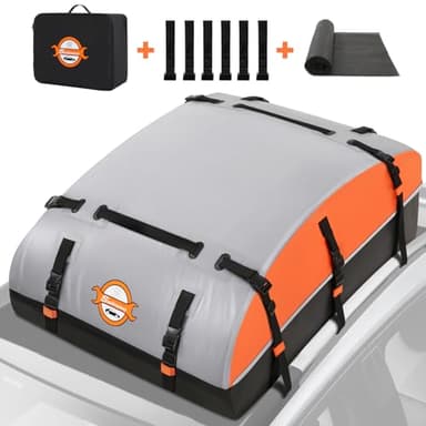 Sailnovo Rooftop Cargo Carrier Bag 21 Cubic, 1000D PVC Waterproof Vehicle Soft-Shell Carrier for Cars with/Without Roof Rack, Car Roof Storage Includes Anti-Slip Mat,10 Reinforced Straps, 6 Door Hooks