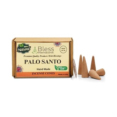 Bless International Palo Santo 100%-Natural-Incense-Cones Handmade-Hand-Dipped Organic-Chemicals-Free for-Purification-Relaxation-Positivity-Yoga-Meditation The-Best-scents (20 Count)