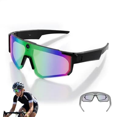 LAKEEN AI Smart Sport Sunglasses with HD 8MP Camera,1200P Video Recording,AI Assistant (ChatGPT) & Real-Time Translation,Voice Control,Bluetooth 5.3 & WiFi - for Cycling,Golf,Running & Driving(V06-1)