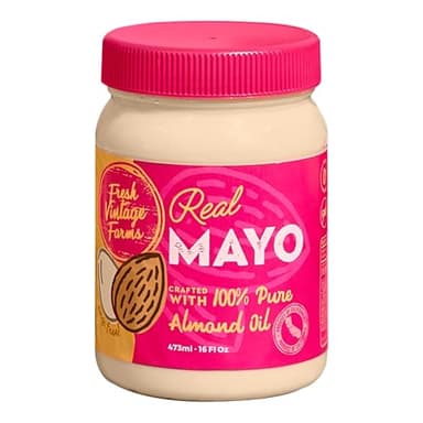 Fresh Vintage Farms Almond Oil Mayonnaise | Expeller-Pressed California Almond Oil Real Mayonnaise | Gluten-Free, Dairy-Free, Keto, Non-GMO Mayo for Sandwiches & Dressings – 16oz Jar, Pack of 1