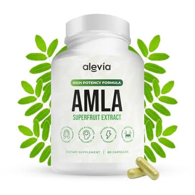 Alevia Organic Amla Capsules 1000mg – Indian Gooseberry Amla Fruit Supplement – Organic Amla Powder Organic for Antioxidant, Energy & Digestive Support – Ayurvedic Wellness Formula – 60 Capsules