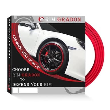 CRYRIMDRAGON 4-Pack Alloy Rim Protector for Car Wheels–Fits 12 to 24 Inch Wheels – No-Scratch Rim Guards for Curb Rash & Scuffs–Adhesive-Free Universal Fit Wheel Edge Protectors(red)