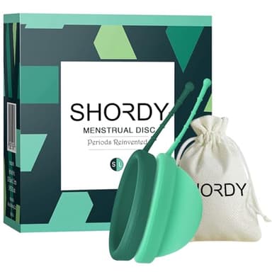 SHORDY Reusable Menstrual Disc Set of 2 (Small & Large), 100% Medical-Grade Silicone, Flexible & Leak-Free Period Disc, Eco Friendly Feminine Hygiene & Care | Tampons, Pads & Cups Alternative (Green)