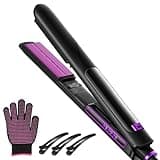DRFLASH Titanium Steam Hair Straightener & Curling Iron 2-in-1 with 5 Temp Settings, Fast Heat-Up, Negative Ion & Steam Hair Care, Wide Voltage Travel Flat Iron for Frizz Control & Shine