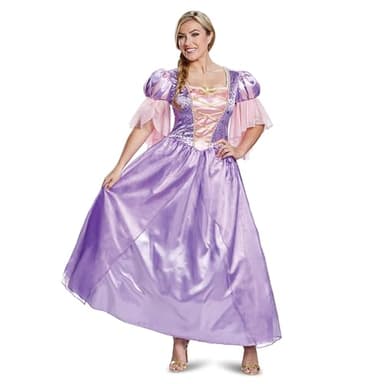 Rapunzel Costume, Official Disney Princess Rapunzel Deluxe Costume Dress, Adult Size Medium (8-10)