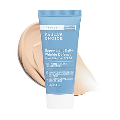 Paula's Choice RESIST Super-Light Daily Wrinkle Defense Mineral Sunscreen, SPF 30 Face Sunscreen for Oily Skin, Matte Tinted Face Moisturizer, UVA/UVB Protection, Fragrance-Free, 0.5 Fl Oz