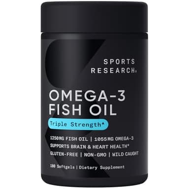 Sports Research Omega-3 Fish Oil, Triple Strength, 180 Softgels