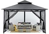MASTERCANOPY Outdoor Garden Gazebo for Patios with Stable Steel Frame and Netting Walls (10x10,Dark Gray)