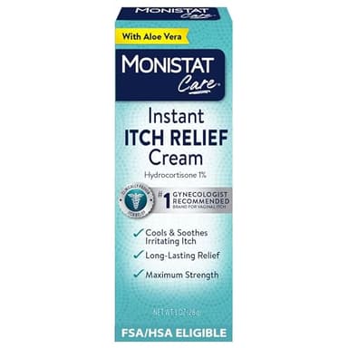 Monistat Instant Itch Relief Cream for Women, Fragrance-Free Formula with Aloe Vera Soothes and Cools Vaginal Itch, 1 Oz
