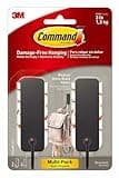 Command Medium Matte Black Wall Hooks, 2 Hooks and 4 Command Strips, Damage Free Hanging Wall Hooks with Adhesive Strips, No Tools Coat Hooks for Hanging Home Decor, Holds up to 3 lb