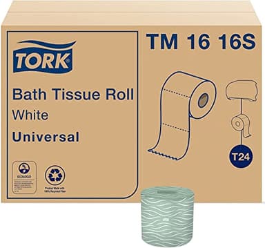 Tork Septic Safe Toilet Paper, White, 2-Ply 100% Recycled, Eco-Friendly, T24 Compatible 96 Rolls x 500 Sheets (TM1616S)