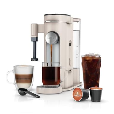 Ninja Pod & Grounds | Coffee Maker | XL Single-Serve | K-Cup Pod Compatible | Brews Grounds | Compact Design | Built-In Milk Frother | 68-oz. Reservoir, 6-oz. Cup to 24-oz. Mug Sizes | Stone |PB055AST
