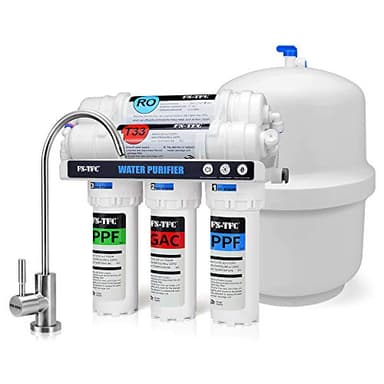 FS-TFC 5-Stage Reverse Osmosis Water Filtration System 100GPD Fast Flow Plus Extra 4 Filter for Free (FS-RO-100G-A)