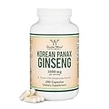Ginseng Capsules (Korean Red Ginseng Extract, Panax Ginseng 10% Ginsenosides) (4 Month Supply) 240 Vegan Capsules - 1,000mg per Serving for Mood, Cognitive Function and Energy Support by Double Wood