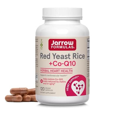 Jarrow Formulas Red Yeast Rice 1200 mg & CoQ10 100 mg Per Serving - 120 Veggie Caps, 60 Servings - Herbal Heart Health Dietary Supplement - Supports Cardiovascular & Cellular Health - Vegan