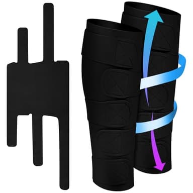 Croknit 2 Pcs Lymphedema Compression Leg Wraps Adjustable Lower Leg Cover up Medical Shin Splint Wrap for Heaviness Fatigue (Black)