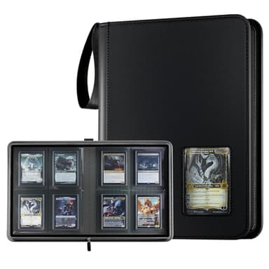 ProCase 4 Pocket Top Loader Binder, Holding 144 Cards in 3"x4" Toploaders, Side Loading Small Book Folder with Clear Window for Pokemon, Trading, Sports Cards Collection TCG, MTG -Black