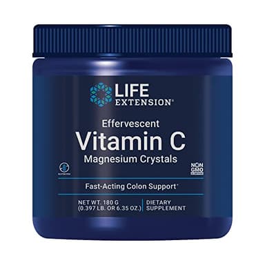 Life Extension Effervescent Vitamin C Magnesium Crystals, immediate Relief from Occasional Constipation, Gluten-Free, Non-GMO, Vegetarian, Net Wt. 180 Grams