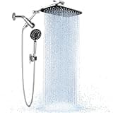 Veken Wide Rain Shower Head with 6 Modes Handheld Water Spray,High Pressure Showerhead Combo with Arm for Bathroom Accessories,Home Decor Detachable Dual Shower with Anti-Clog Nozzles,Silver Chrome