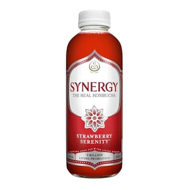 SYNERGY The Real Kombucha - Strawberry Serenity - 16 fl oz Bottle - Raw Probiotic Drink for Gut Health and Immune Support