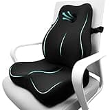 JIPORIER Seat Cushion & Lumbar Support Pillow Set for Office Chair, Ergonomic Pillow for Sciatica Pain Relief, Memory Foam Back Support Pillow & Chair Cushion for Gaming Chair and Travel (Black)