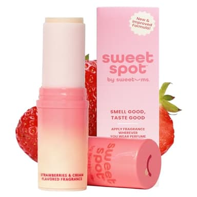 SweetSpot Flavored Solid Perfume Stick, Portable Travel Perfumes for Women, Long Lasting Fragrances, Non Sticky Formula, Natural Ingredients, Fragrance Stick (Strawberries & Cream)