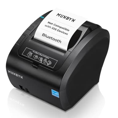 MUNBYN Bluetooth Thermal Receipt Printer P047, 80mm POS Printer, Thermal Printer with USB Serial Ethernet, Bluetooth, Support Android Windows PC (Do Not Support iOS Paypal Doordash Grubhub Vagaro)