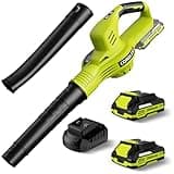 Leaf Blower Cordless 21V Electric Cordless Leaf Blower with 2 Batteries and Charger, 2 Speed Mode, 2.0Ah Lightweight Battery Powered Leaf Blowers for Lawn Care, Patio, Blowing Leaves