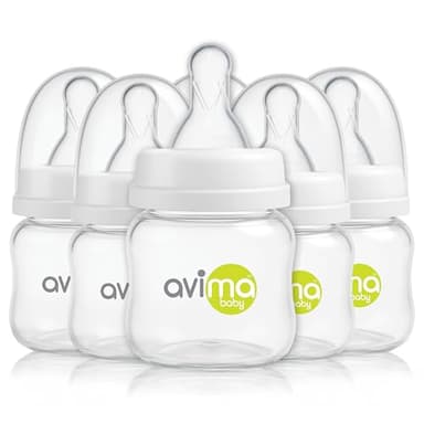 Avima Baby Anti-Colic Preemie Bottles 2oz – 6 Pack, Standard Neck, BPA-Free, 100% Silicone Nipples with Flow Control – Feeding Bottles for Newborns & Premature Babies