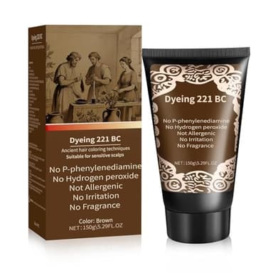 Brown Hair Dye Ammonia Free/PPD Free/Hydrogen Peroxide Free, Odorless Natural Herbal Brown Hair Color for Women Men Gray Hair Coverage