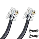 Volcora [2 Pack 5 Feet RJ11 / RJ12 Data Cable - Heavy Duty 6-Pins High-Speed Extension for Cash Register Drawer, Telephone, Modem, Fax, Printers, and More - Drawer Cable for Voice and Data