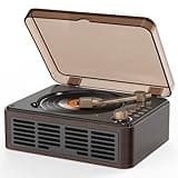 CD Player Portable with Bluetooth，Double HiFi Sound Speakers,Desktop CD Music Players,Support AUX/USB/Headphone Jack/Music Fiber Optics/FM Radio Boombox for Home,Office (Brown)