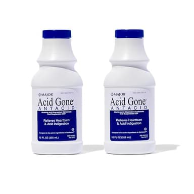 Major Acid Gone Antacid Liquid - Acid Reflux Medicine for Adults - Upset Stomach, Acid Indigestion, and Heartburn Relief - Spearmint Flavored - 12 Fl. Oz. (2 Pack)