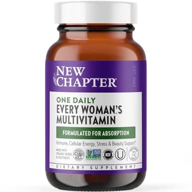 New Chapter Women’s Multivitamin, Iron, B6, B12, Biotin for Hair Growth, D3, Vit C, Zinc for Immune & Stress Support, Gentle on an Empty Stomach, One Daily, Non-GMO, Gluten-Free, 18+, 72 Tablets