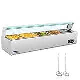 WILPREP 5-Pan Commercial Food Warmer, 50QT Steam Table Buffet Server and Warmer, 1200W Electric Warming Tray, Stainless Steel Bain Marie Buffet Catering Food Warmer for Parties Hotels Restaurants