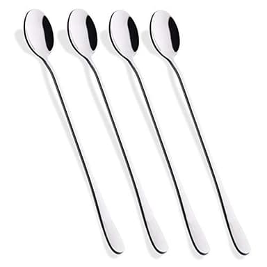 Hiware 9-Inch Long Handle Iced Tea Spoon, Coffee Spoon, Ice Cream Spoons, Stainless Steel Cocktail Stirring Spoons, Set of 4