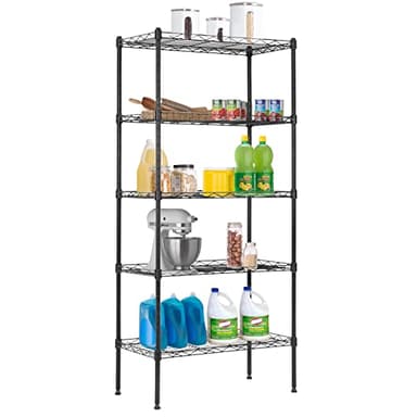 BestOffice Adjustable NSF-Certified Metal Shelf Wire Shelving Unit Storage for Small Places Restaurant Garage Pantry Kitchen Garage Rack (Black, 21.5L x 11.6W x 47.6H)