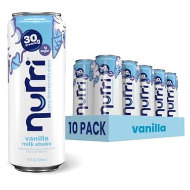 Nurri - 30g Protein Ultra Filtered Milk Shake – Vanilla - Lactose Free, Low Sugar, 150 Calories, 10 Vitamins and Minerals - 11 fl oz, 10 Cans