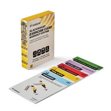 GIBBON SlackBoard Exercise Cards for Home Workouts - Improve Balance, Strength, Mobility with Fitness Workout Cards for Slack Board, 52 Cards in Deck