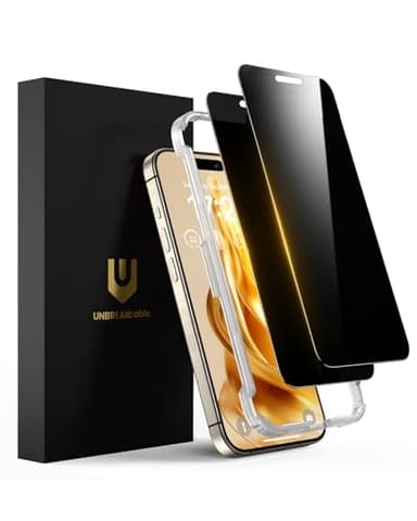 UNBREAKcable Privacy Screen Protector for iPhone 16 Pro Max, Full Coverage Shatterproof Tempered Glass[True 28°Anti Spy][9H Hardness][Easy Installation Frame]2-Pack Private Screen for iPhone 16 ProMax
